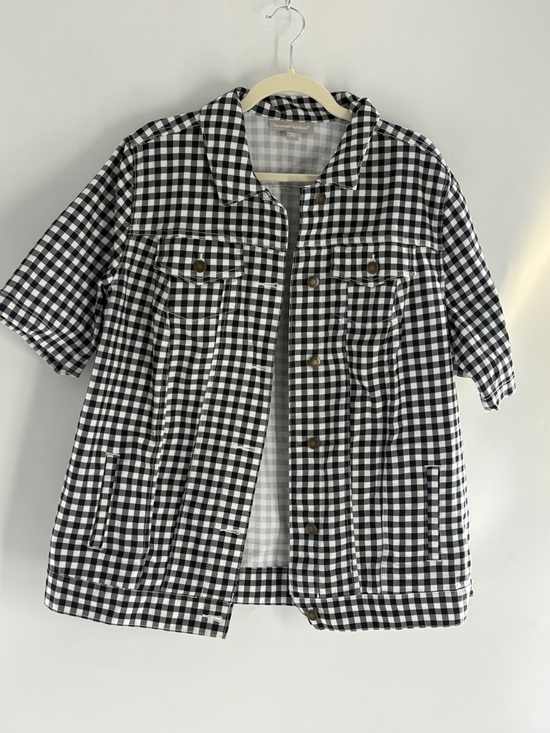 Woman Within Jackets & Blazers - Woman Within Black and White Gingham Jean Jacket